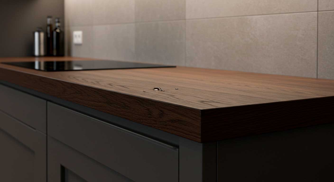 Cubierta de formica con acabado tipo madera de roble