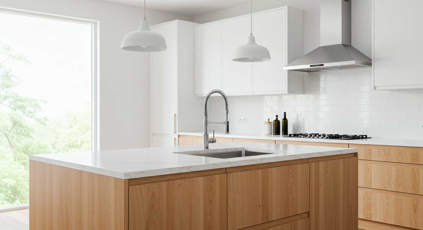 Encimera de cocina con formica que imita mármol Calacatta